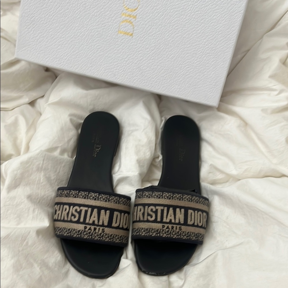 Dior embroidered slides